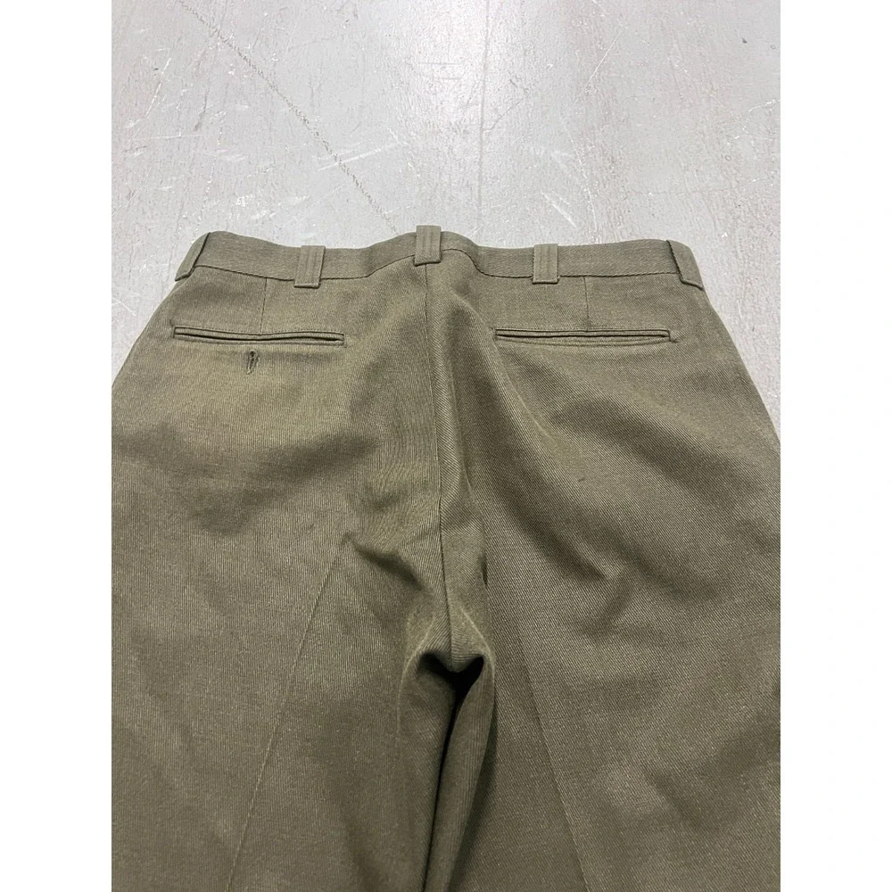 Vintage Cabela's Pants Mens 34W Olive Green Wide Leg Flat‎ Front Outdoor Zip Fly